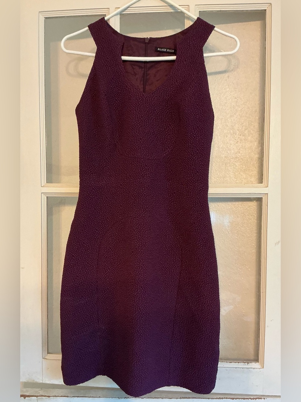 Black Halo Purple Textured Sheath mini Dress NWT